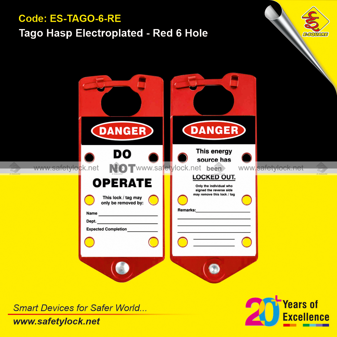 tago lockout hasp electroplated red 6 hole