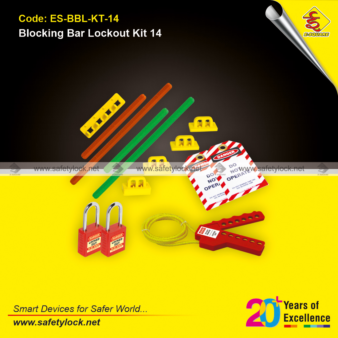 blocking bar kit with lockout tagout devices