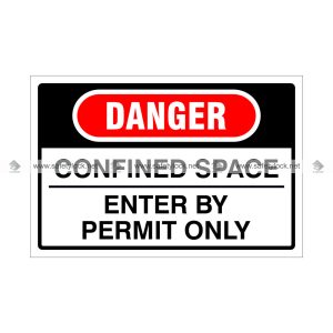 confined space lockout cover sign -danger entry by permit only
