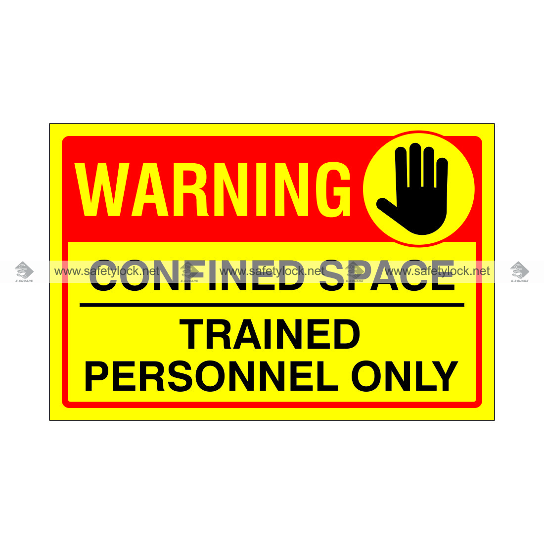 confined space lockout cover sign -warning trained personnel only