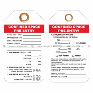 confined space pre-entry tag for employee safety