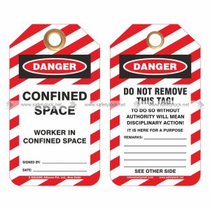 confined space tags with message worker in confined space