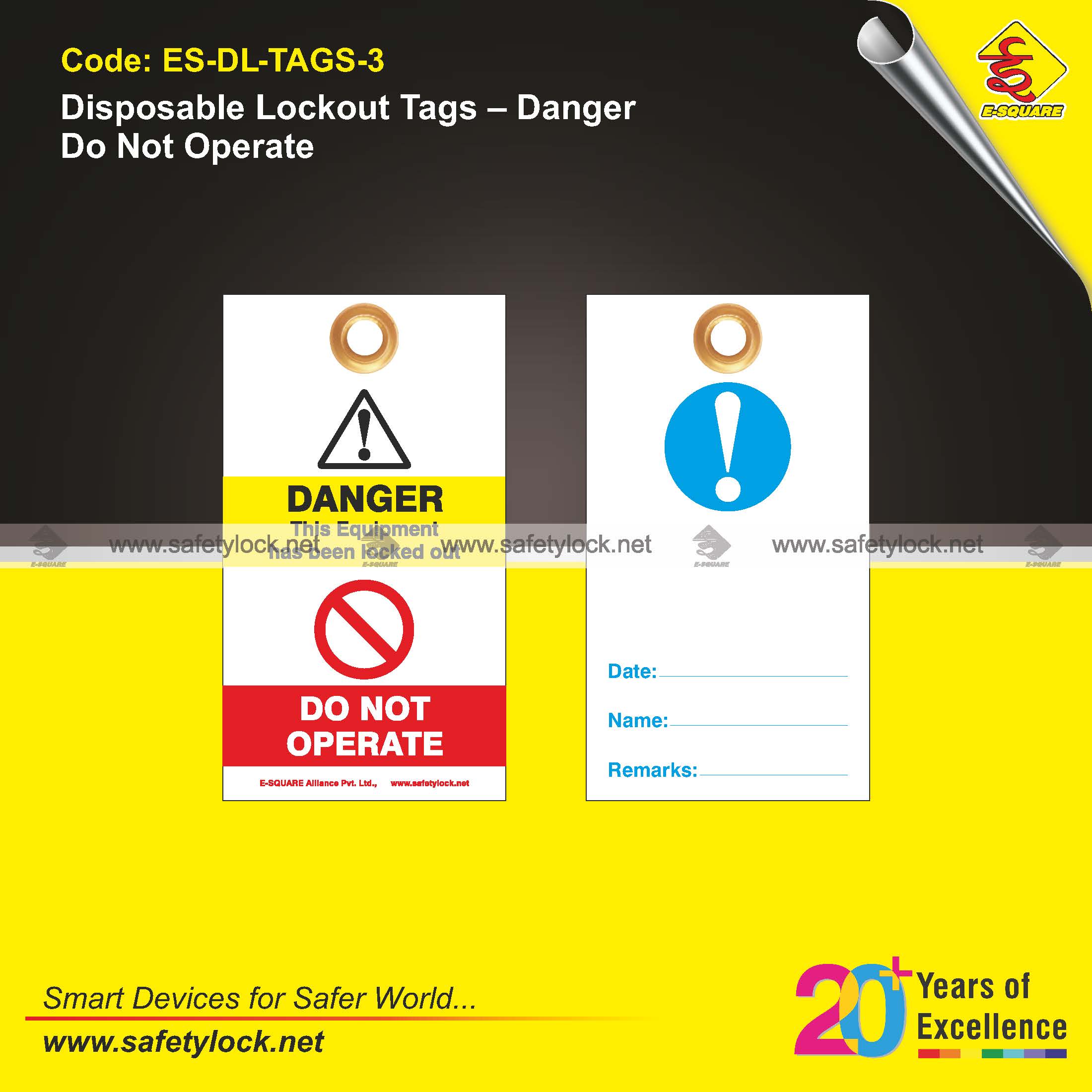 E-Square disposable lockout tags - do not operate