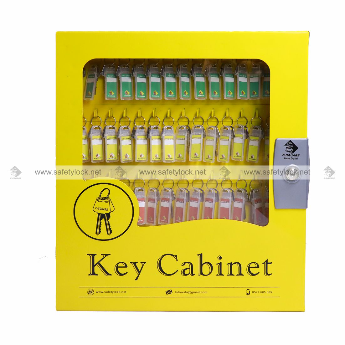 E-Square lockout key cabinet with clear fascia