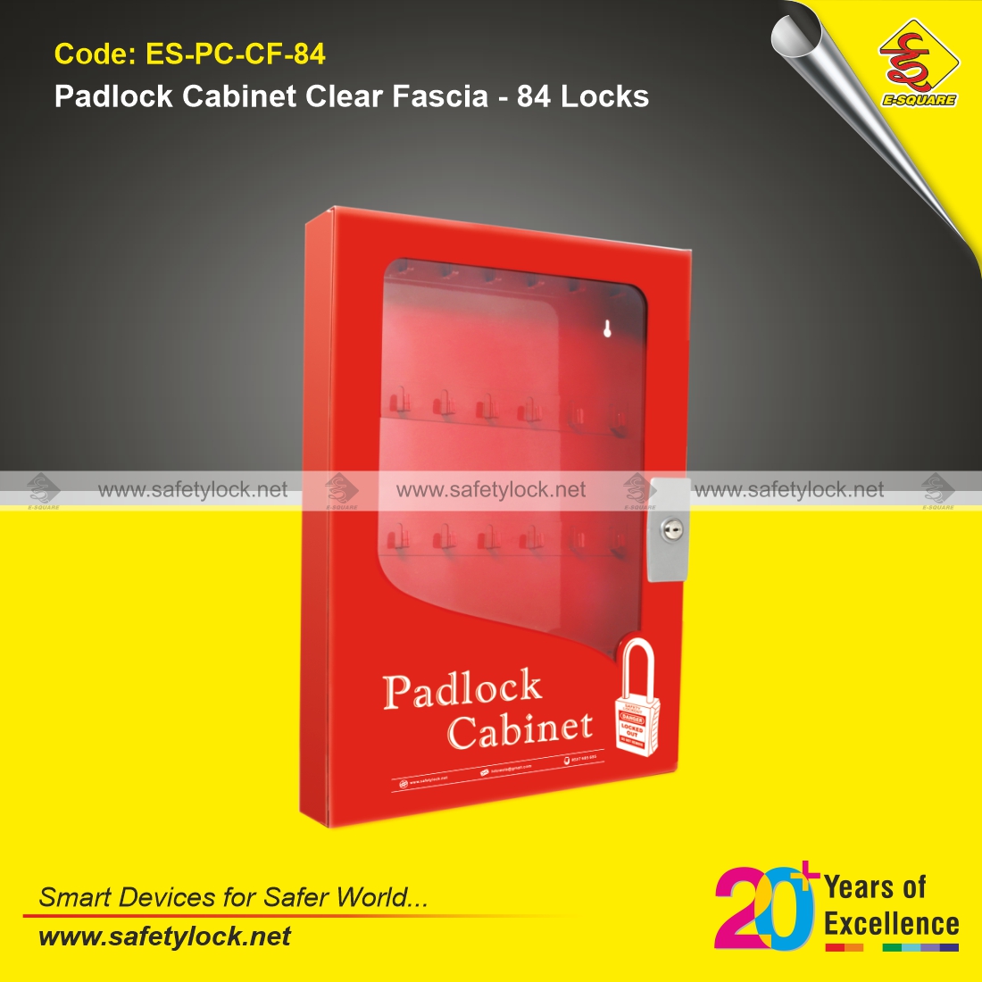 E-Square lockout padlock cabinet clear fascia