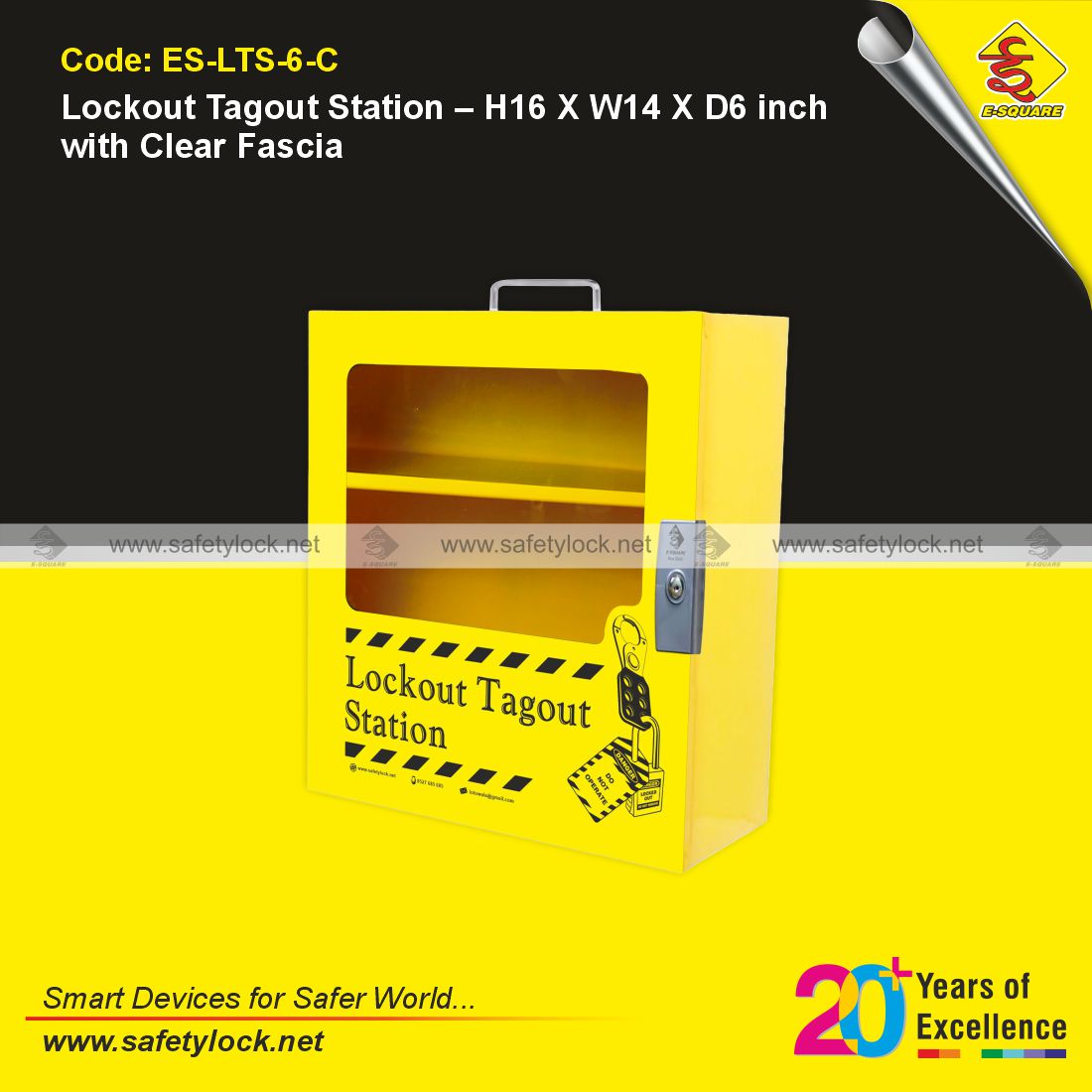 E-Square lockout tagout station with clear fascia