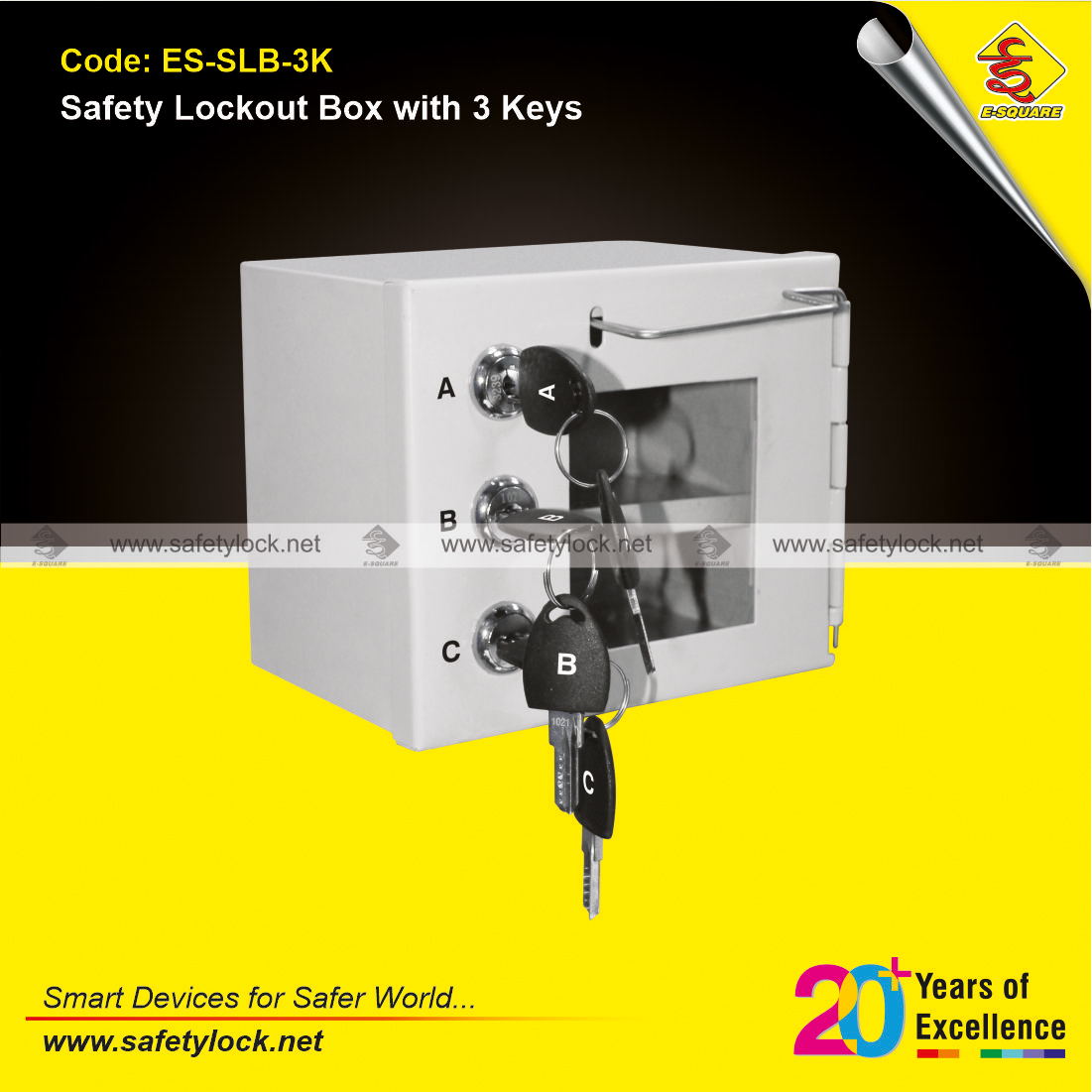 E-Square safety lockout box with 3 keys