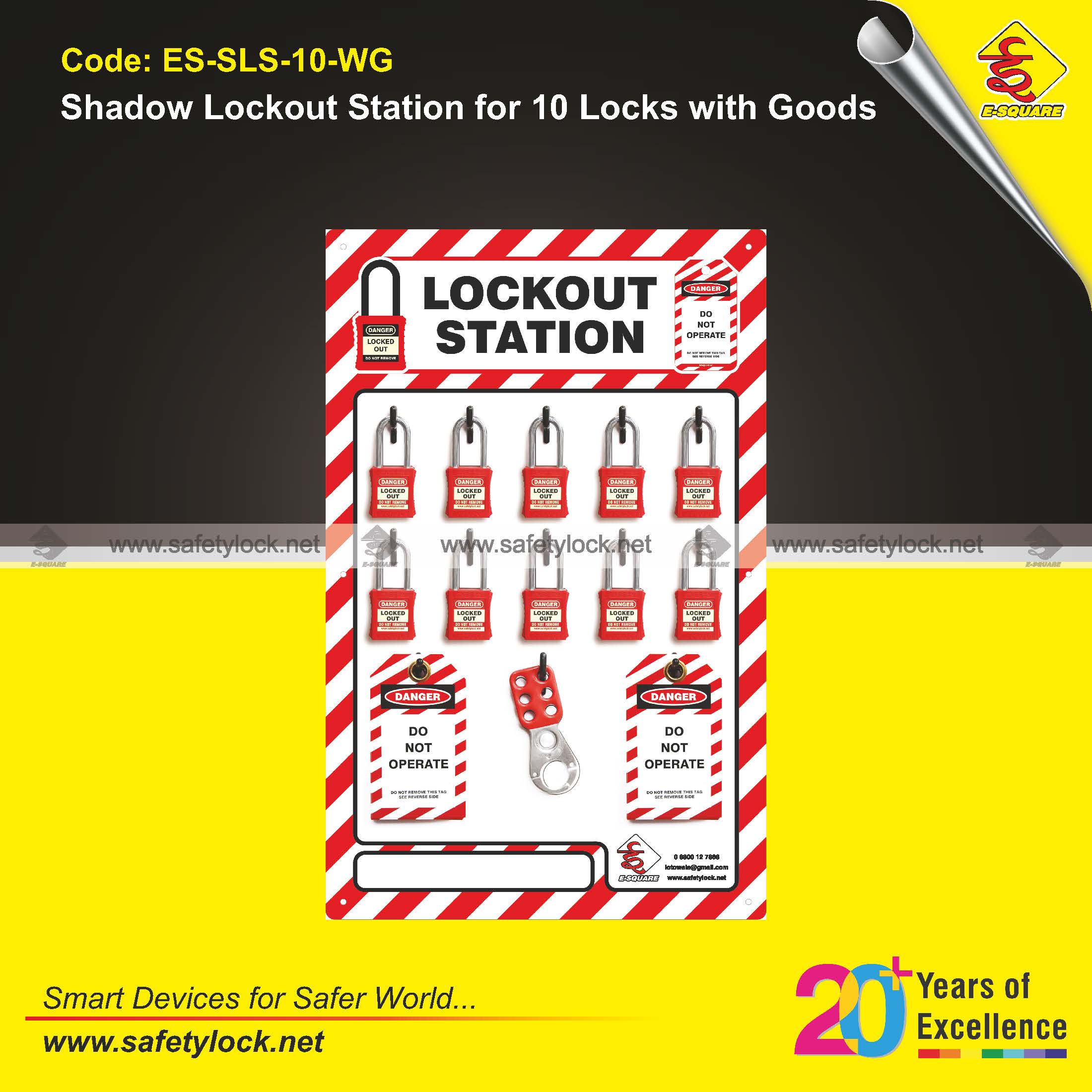E-Square shadow lockout station for 10 locks