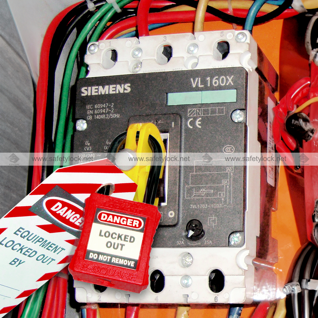 E-Square universal MCB lockout device yellow with twister screw