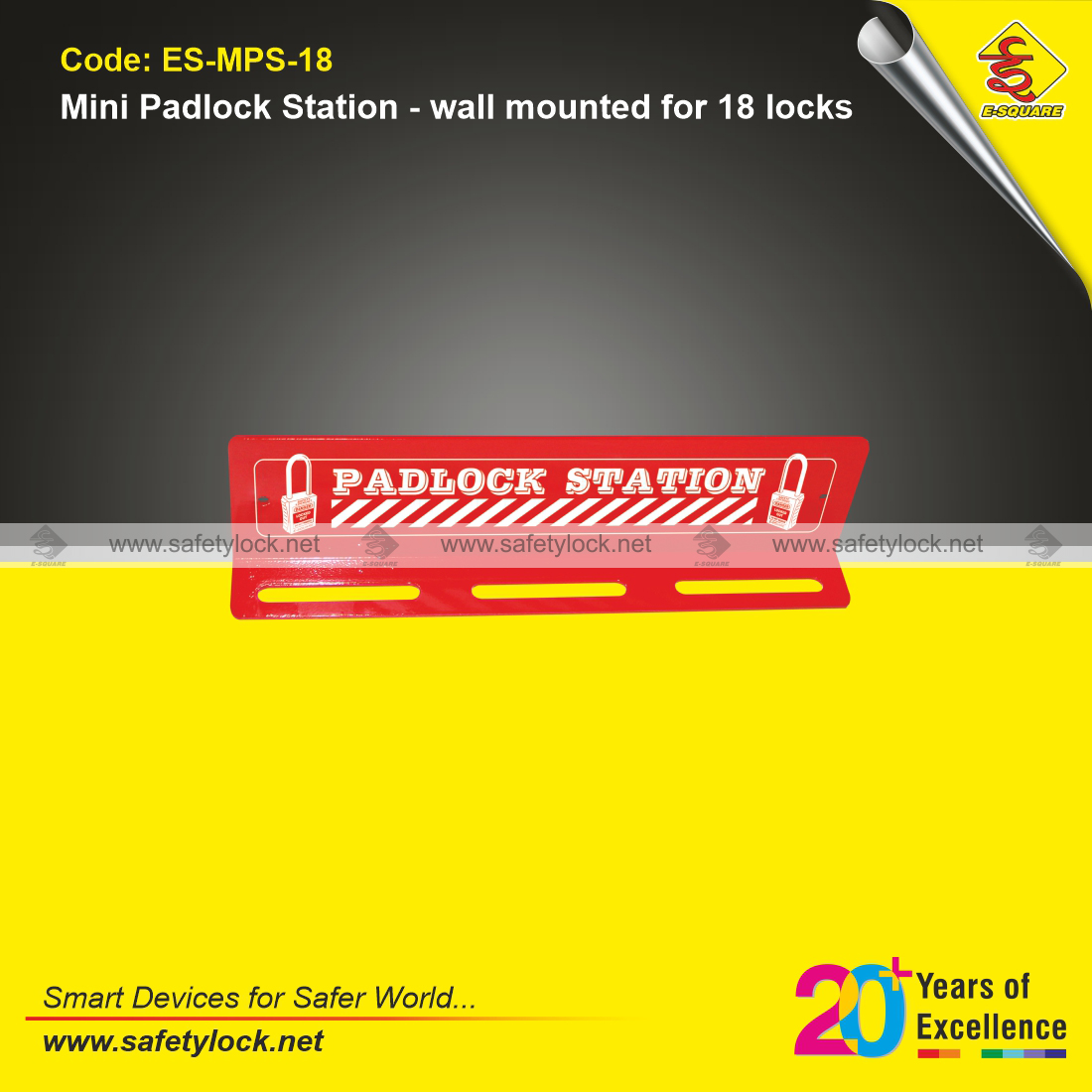 E-Square wall mounted padlock station