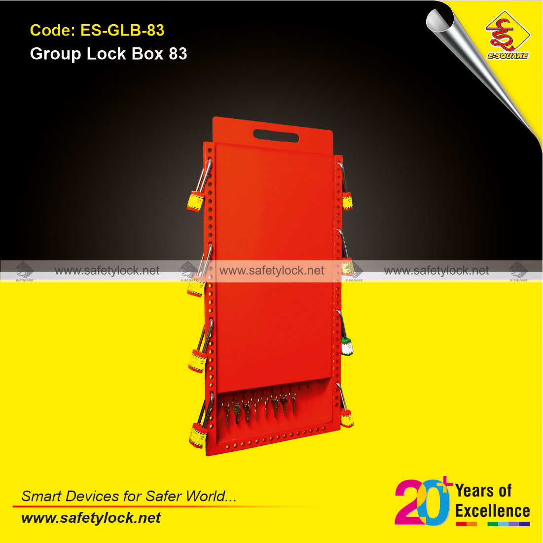 group lock box for 83 padlocks and 10 key hooks