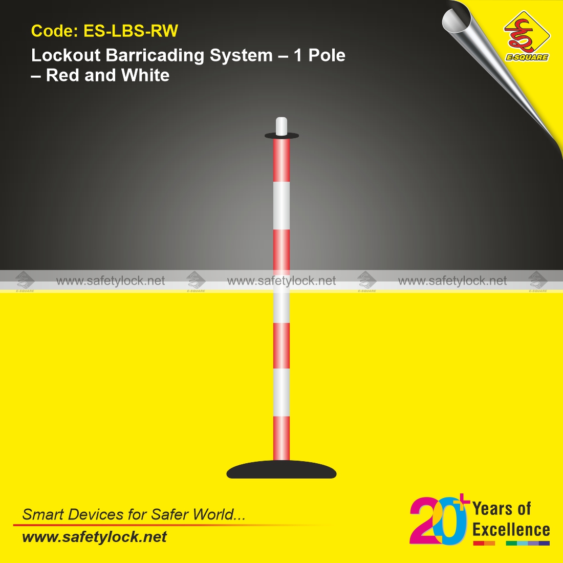 lockout barricading system with 1 pole red and white