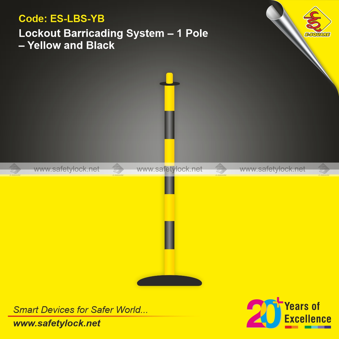 lockout barricading system with 1 pole yellow and black