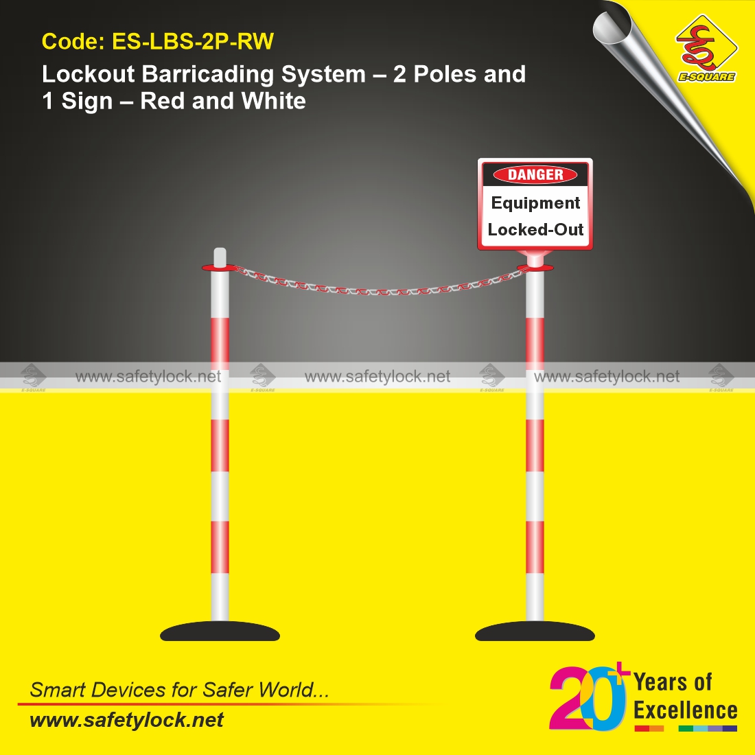 lockout barricading system with 2 poles