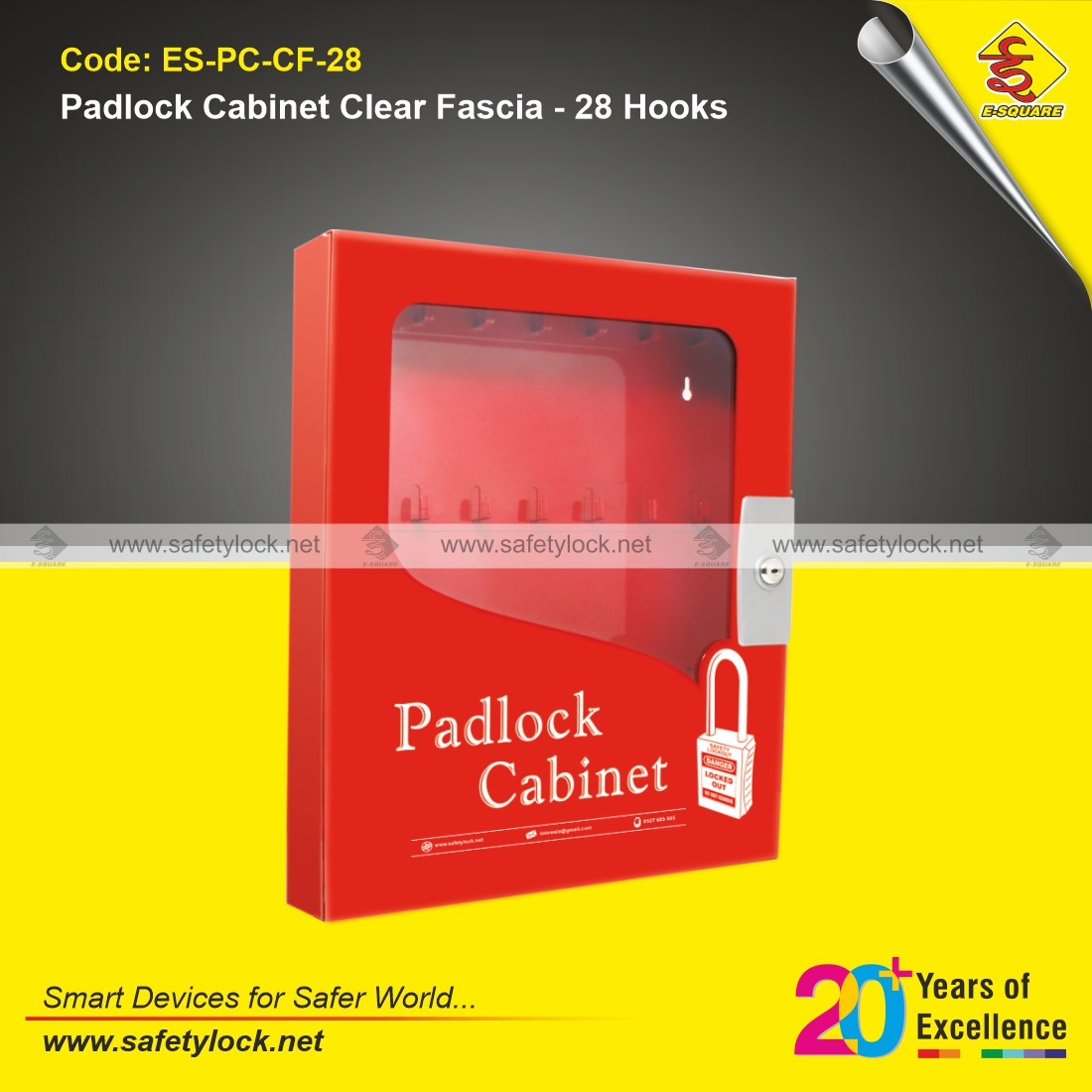 lockout padlock cabinet with clear fascia for 28 locks