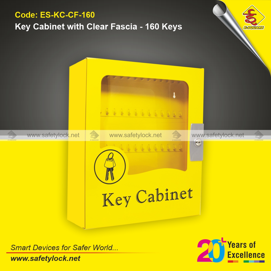 LOTO key cabinet with clear fascia for 160 keys