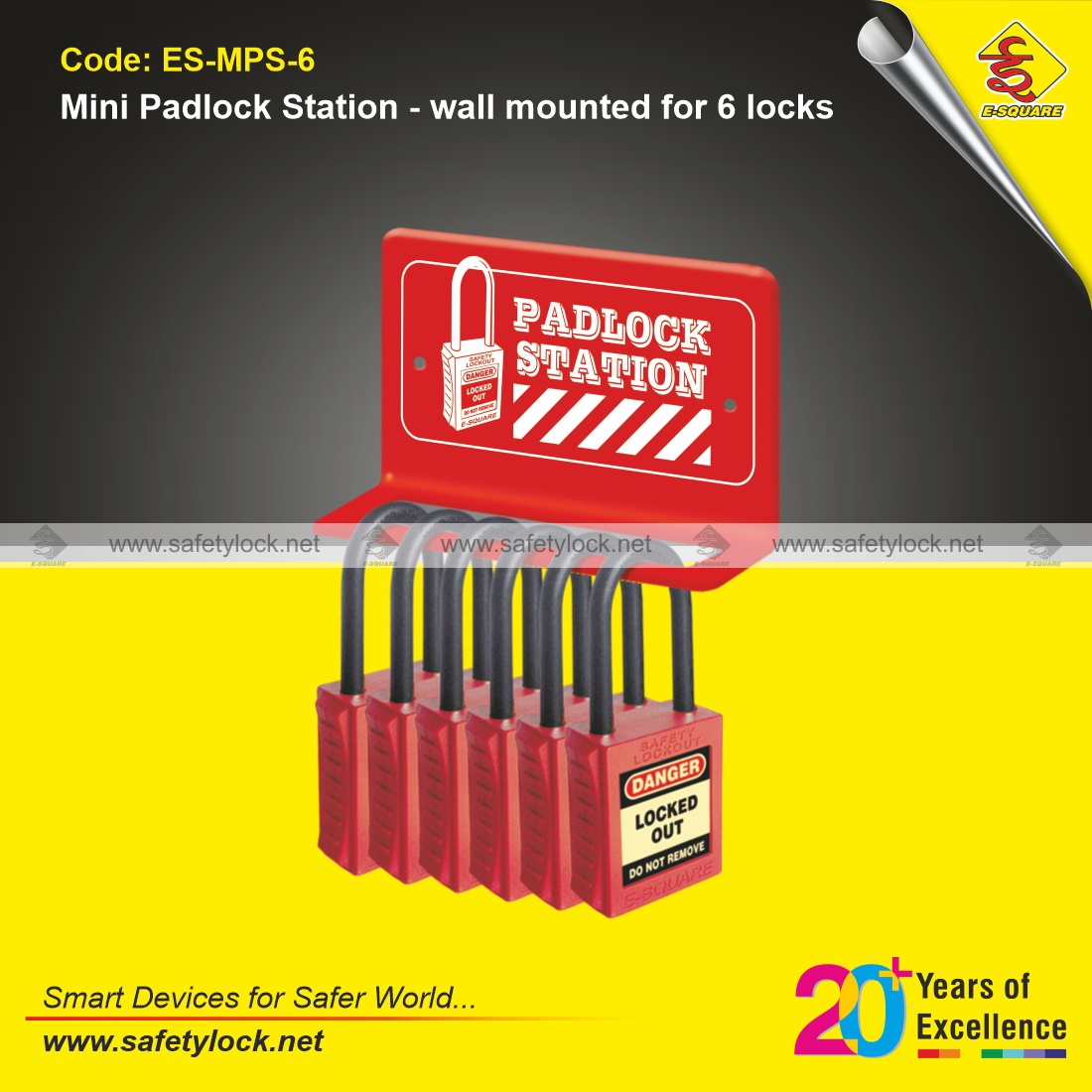 mini padlock station wall mounted for 6 locks