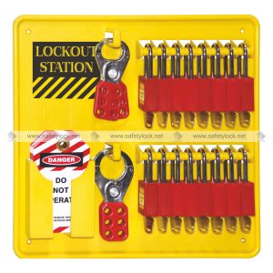open lockout station for 16 locks hasps and tags