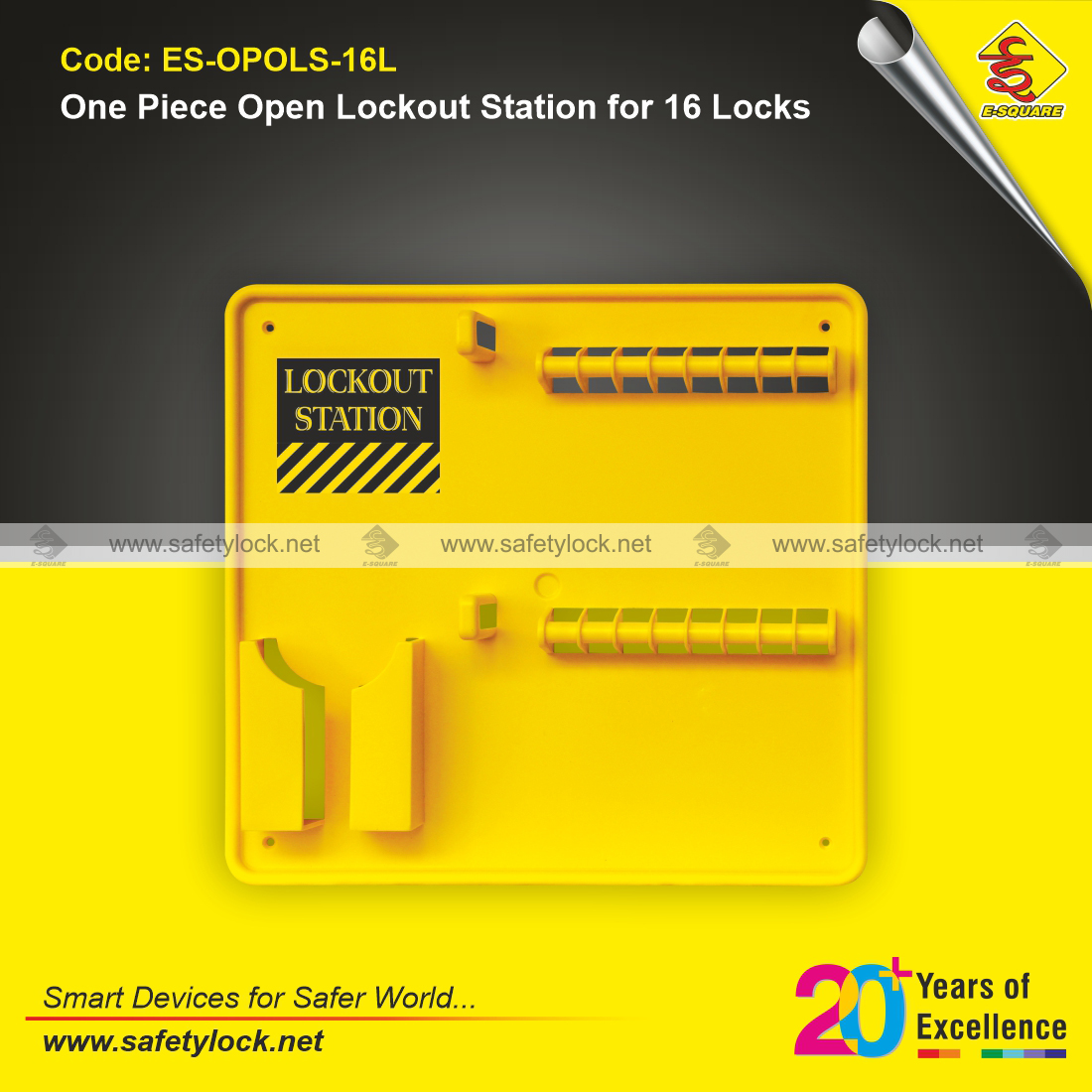 one piece open lockout station for 16 locks