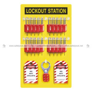 open lockout station with lockout devices