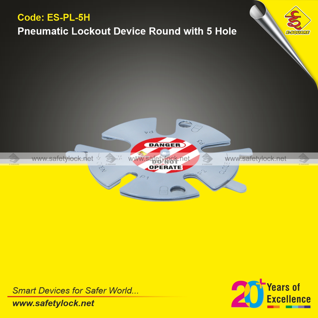pneumatic lockout device round with 5 holes