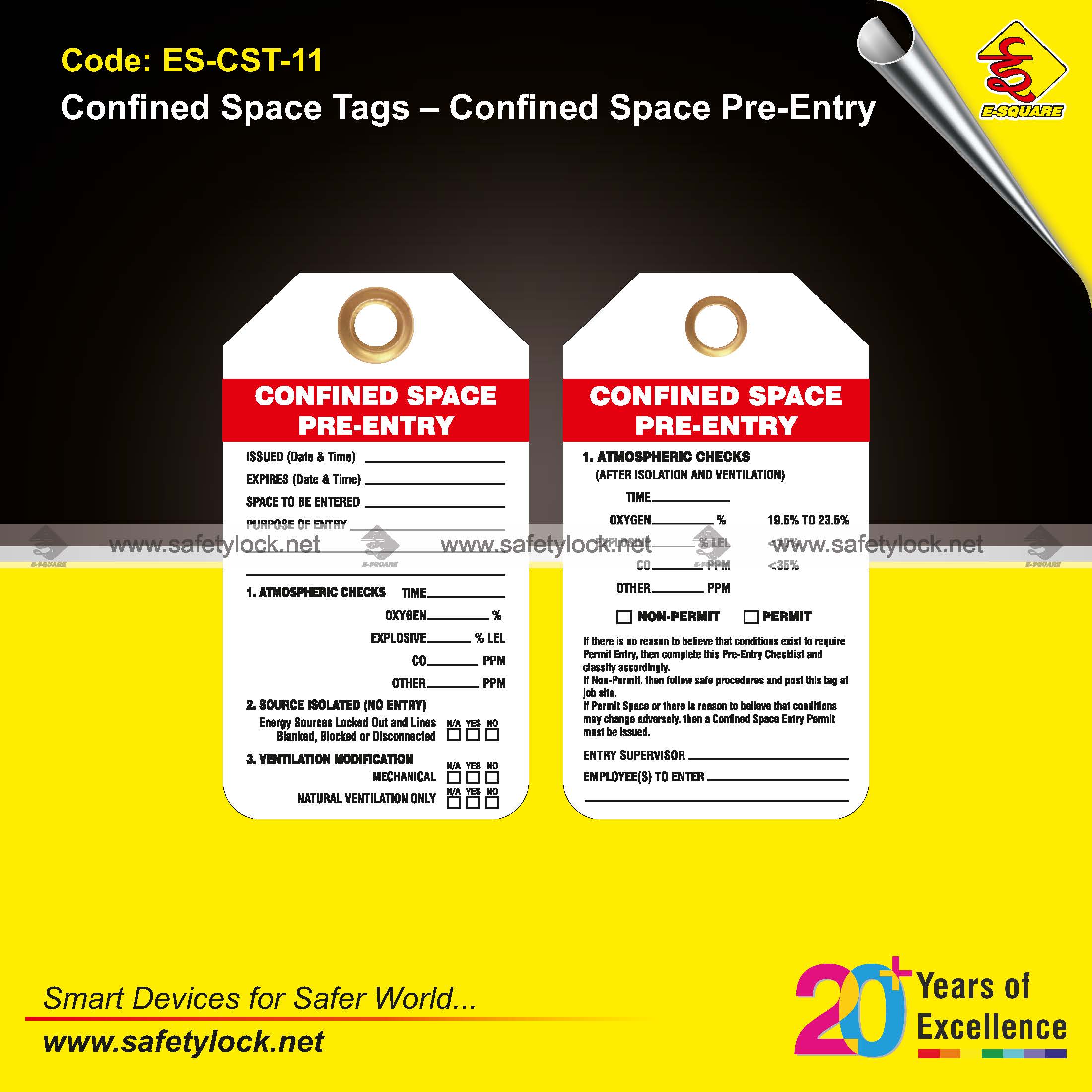 pre-entry permit tags for confined space