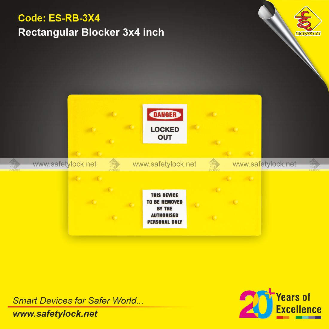 rectangular blocker for electrical panels lockout