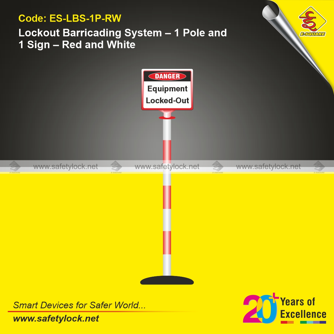 red and white lockout barricading system