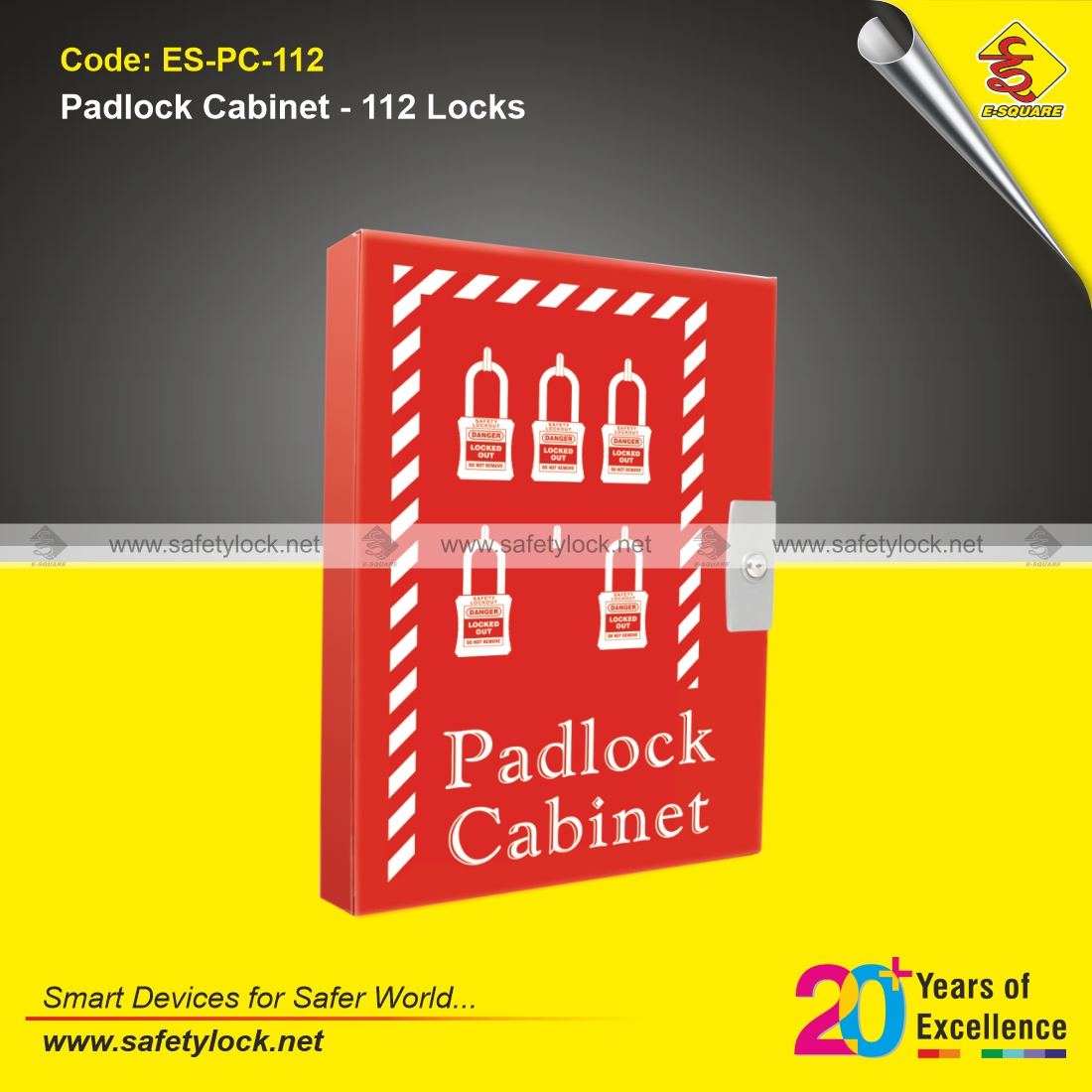 red lockout padlock cabinet for 112 padlocks