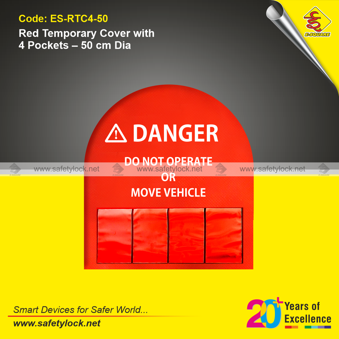 red temporary steering wheel cover with 4 pockets