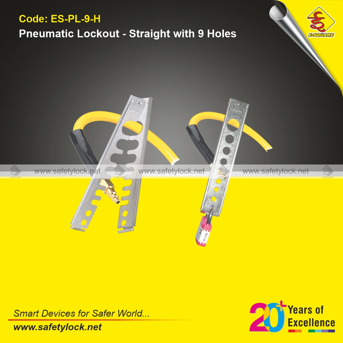 steel pneumatic lockout device straight with 9 holes