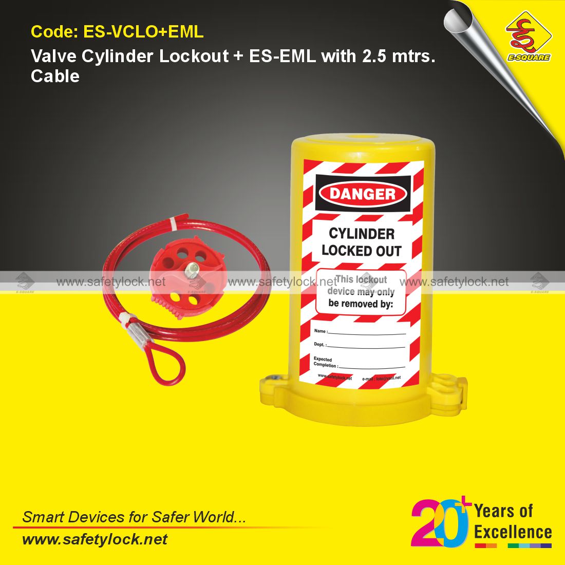 valve cylinder lockout device with EML cable