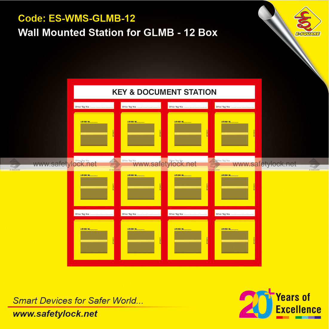 wall mountable station for 12 group lock box mini size