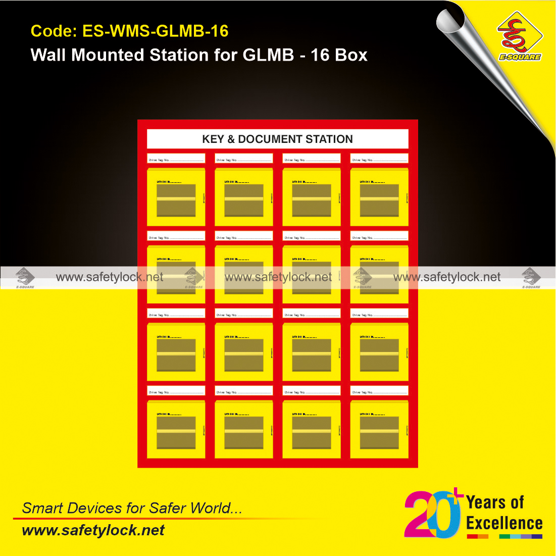 wall mounted lockout station for 16 GLMB box