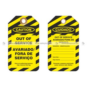 yellow and black safety tags