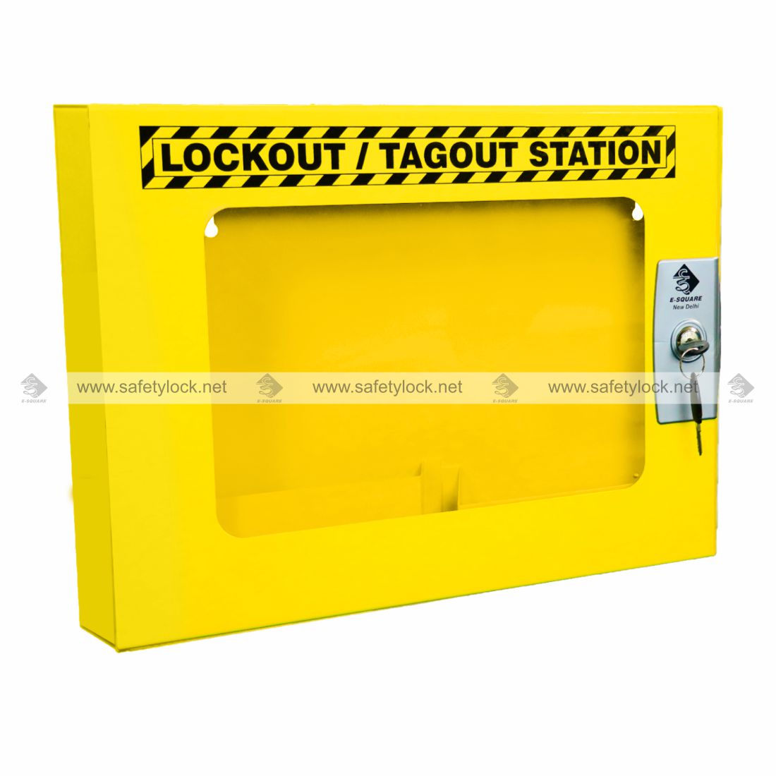 yellow color lockout station for hasp padlocks