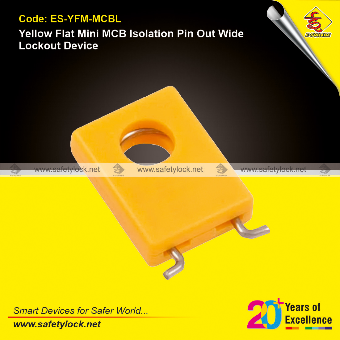 yellow flat mini MCB isolation pin out wide lockout