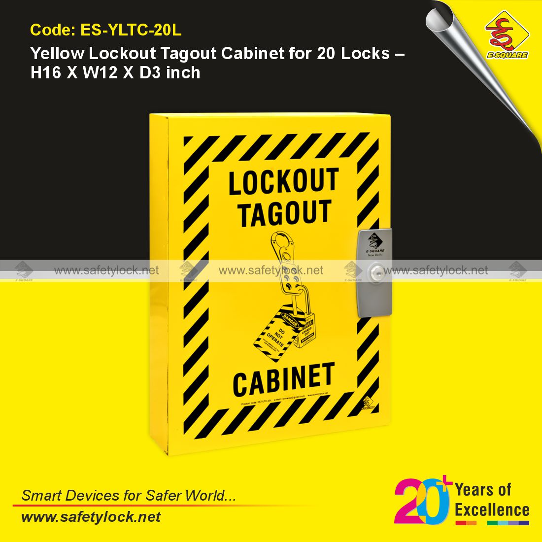 yellow lockout cabinet for 20 padlocks