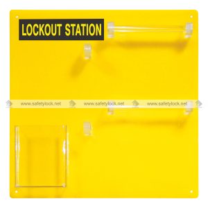 yellow lockout tagout station