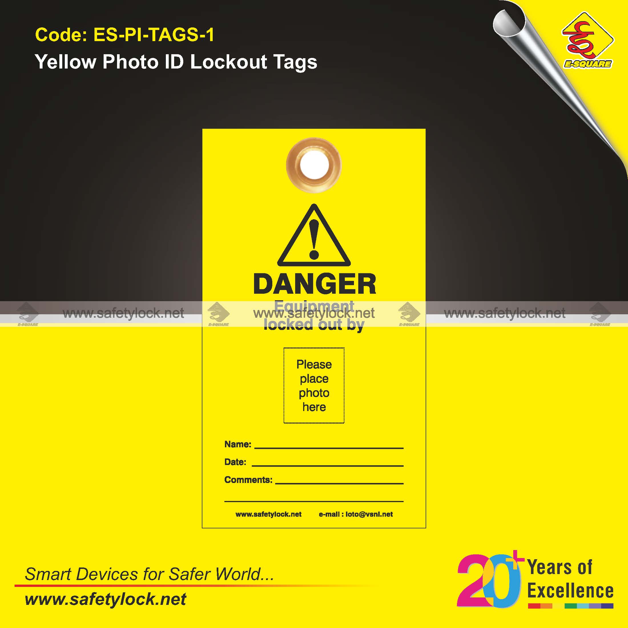 yellow photo id lockout tags