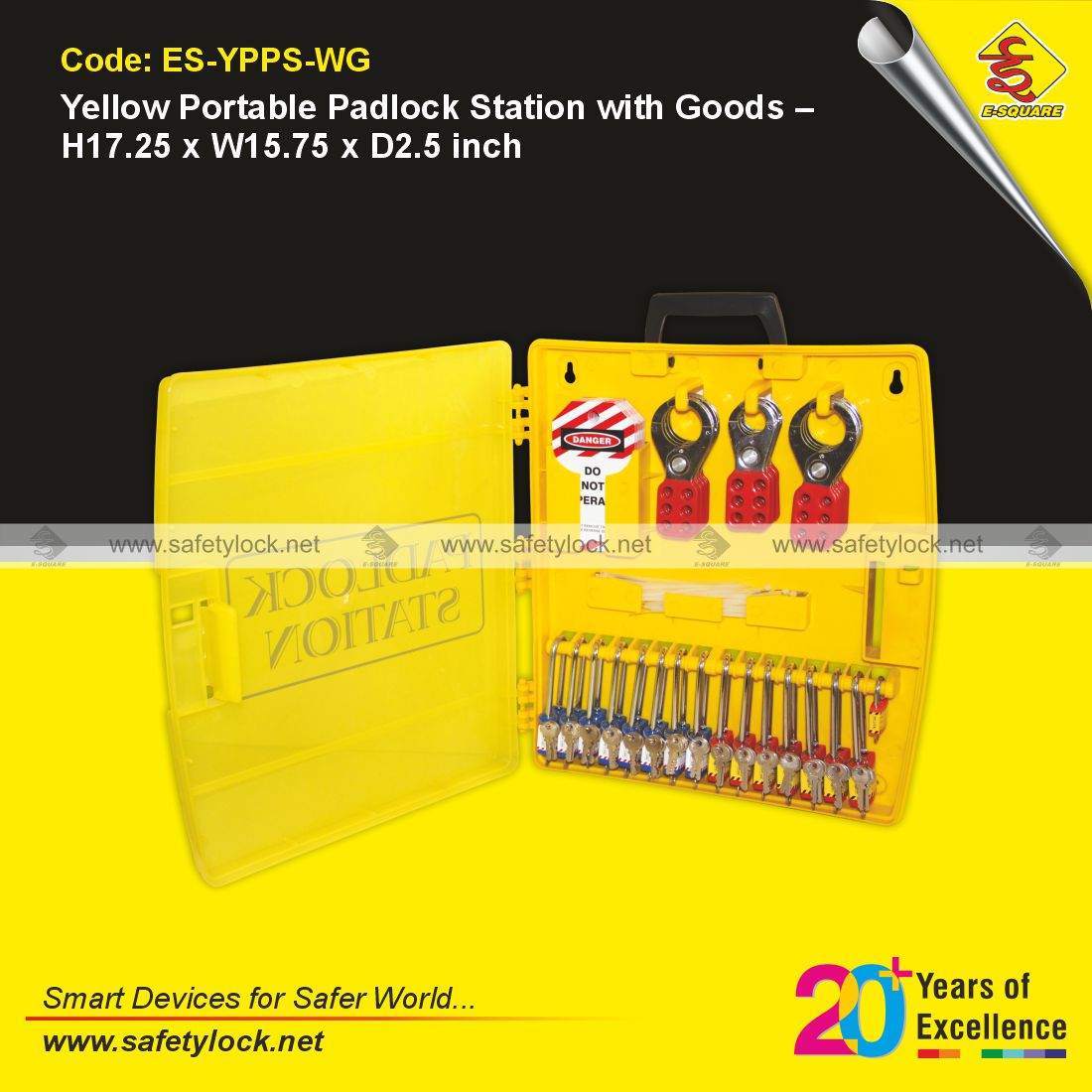 yellow portable padlock station with LOTO products