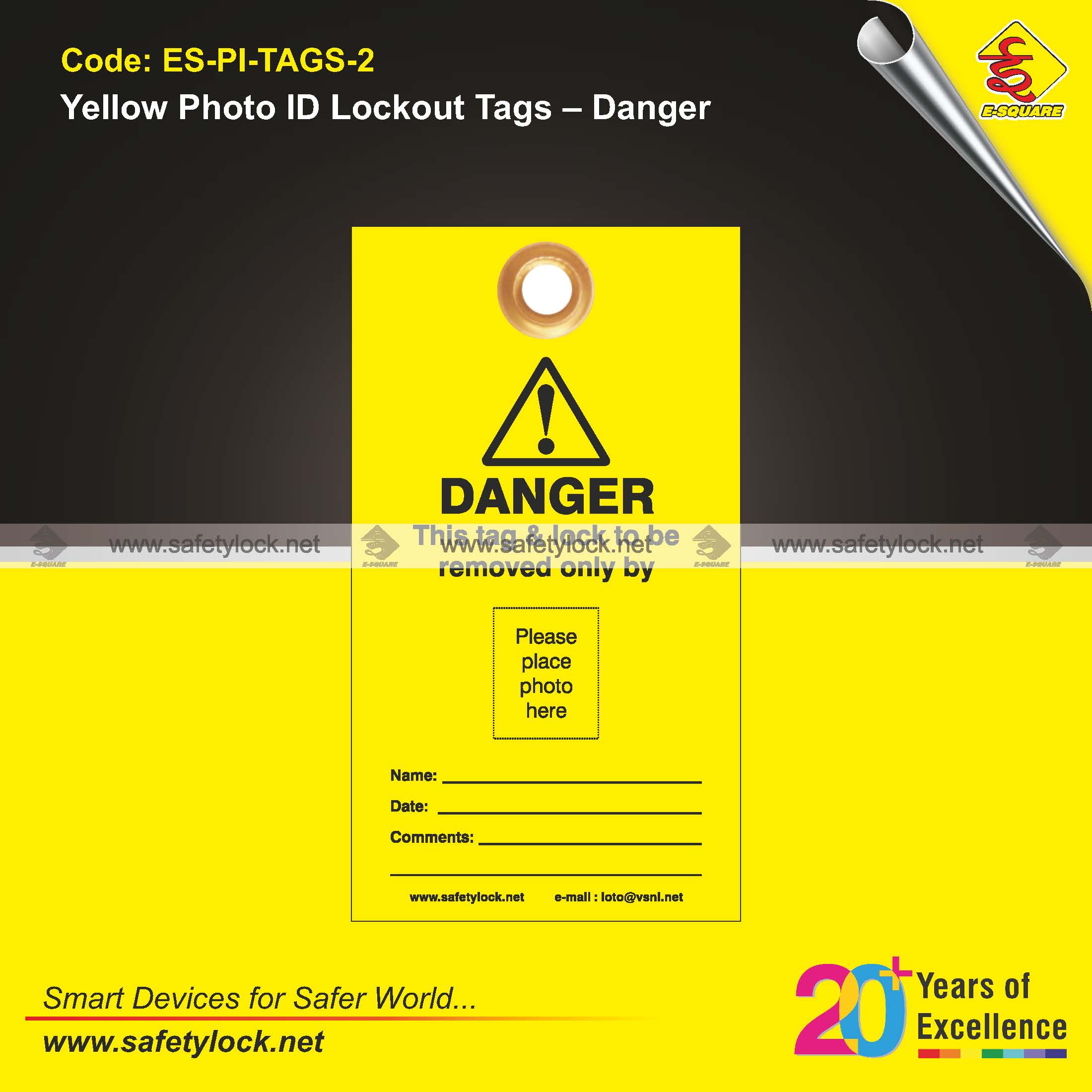 yellow self laminating tags