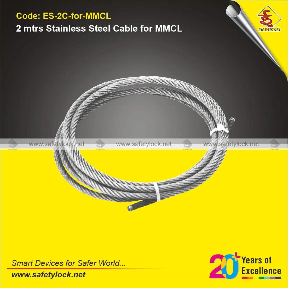 2 mtrs stainless steel cable for Multi Purpose Cable Lockout