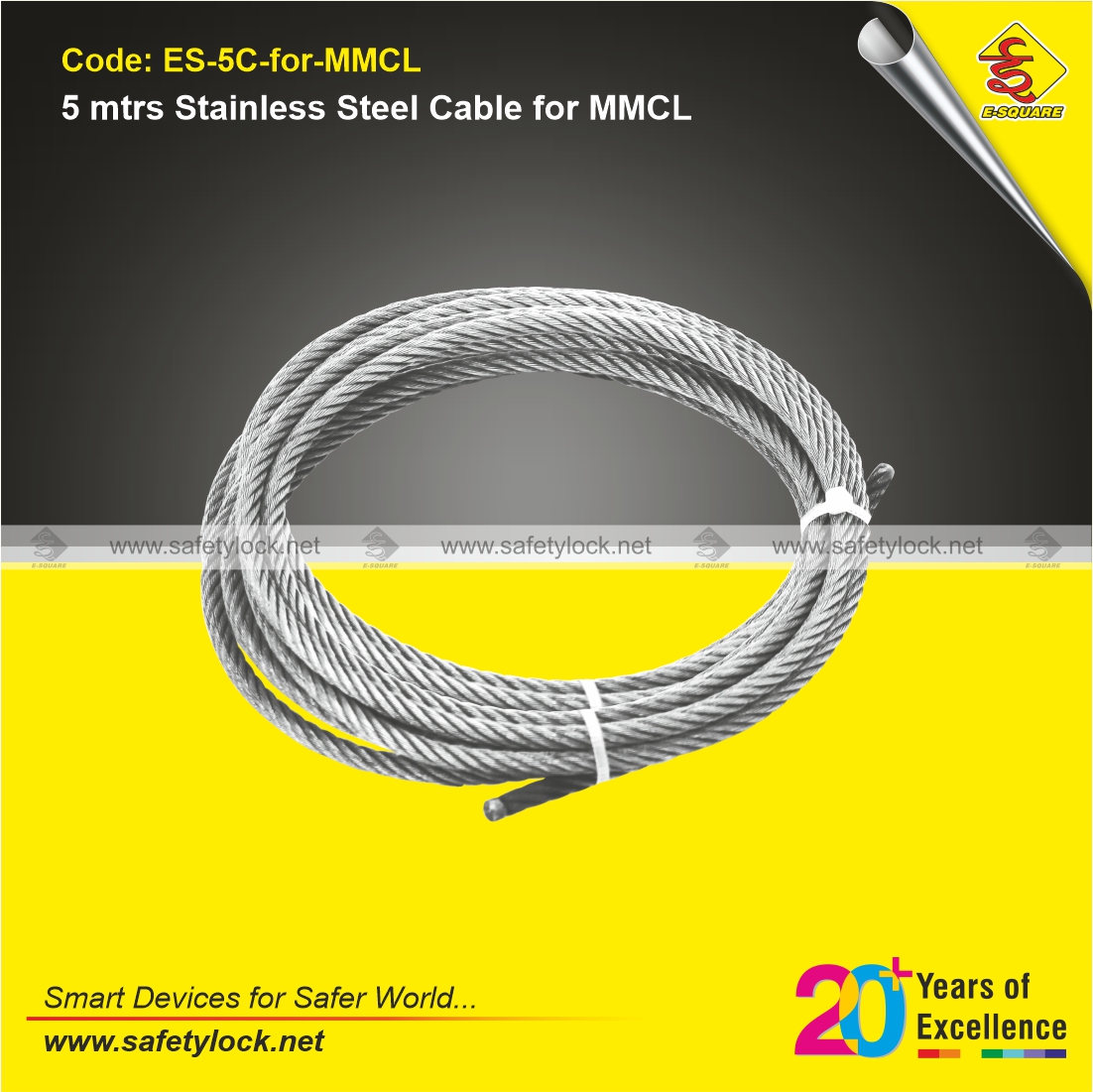 5 mtrs stainless steel cable for metallic multi purpose cable lockout