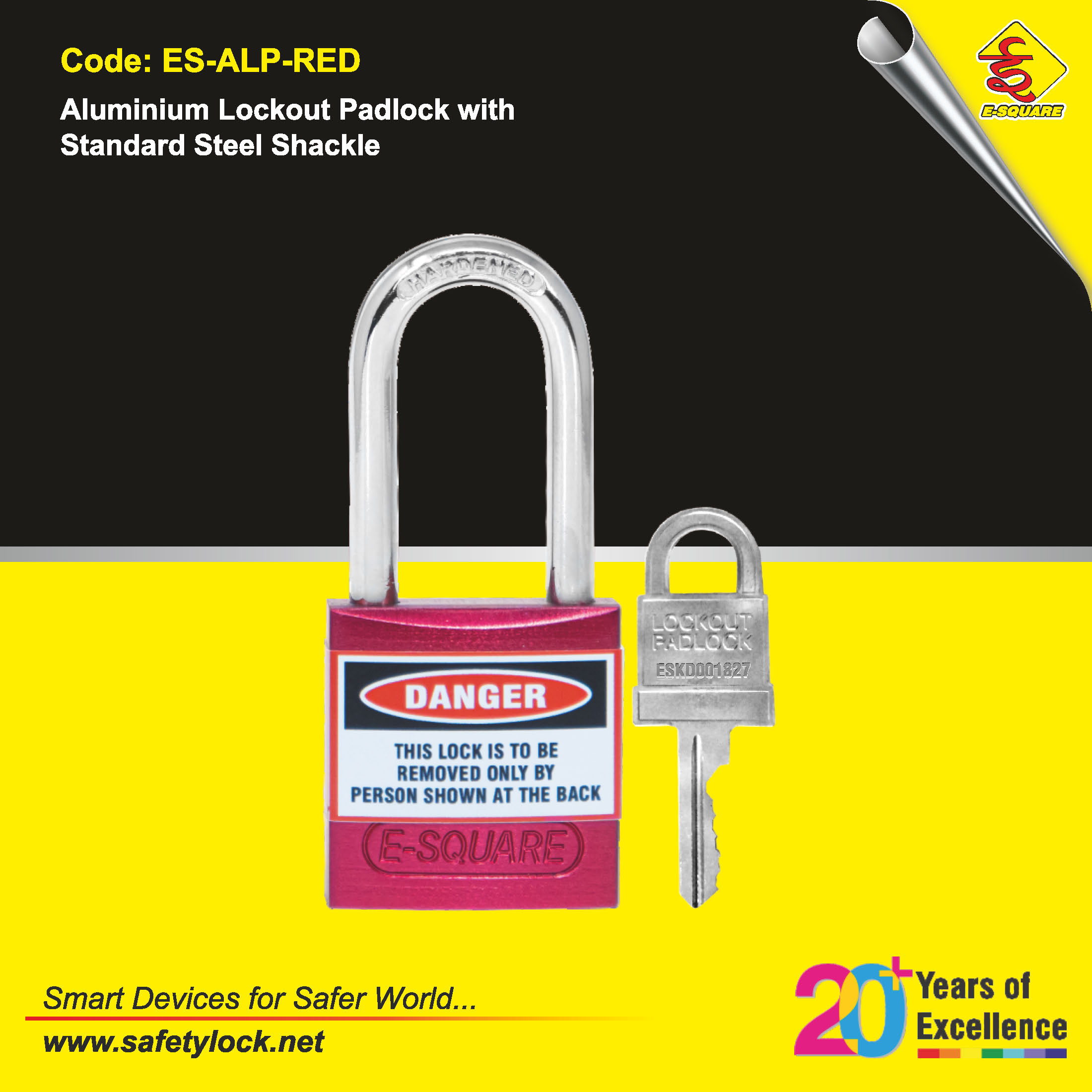 Aluminium padlock with steel shackle