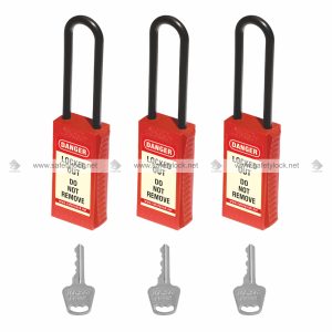 di-electric lockout padlock with long body and long shackle