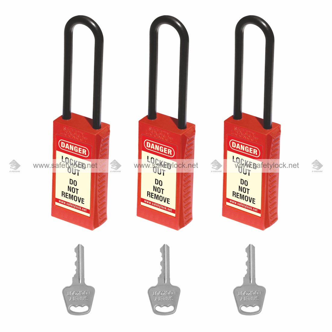 di-electric lockout padlock with long body and long shackle