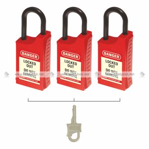 di-electric lockout padlock with nylon shackle