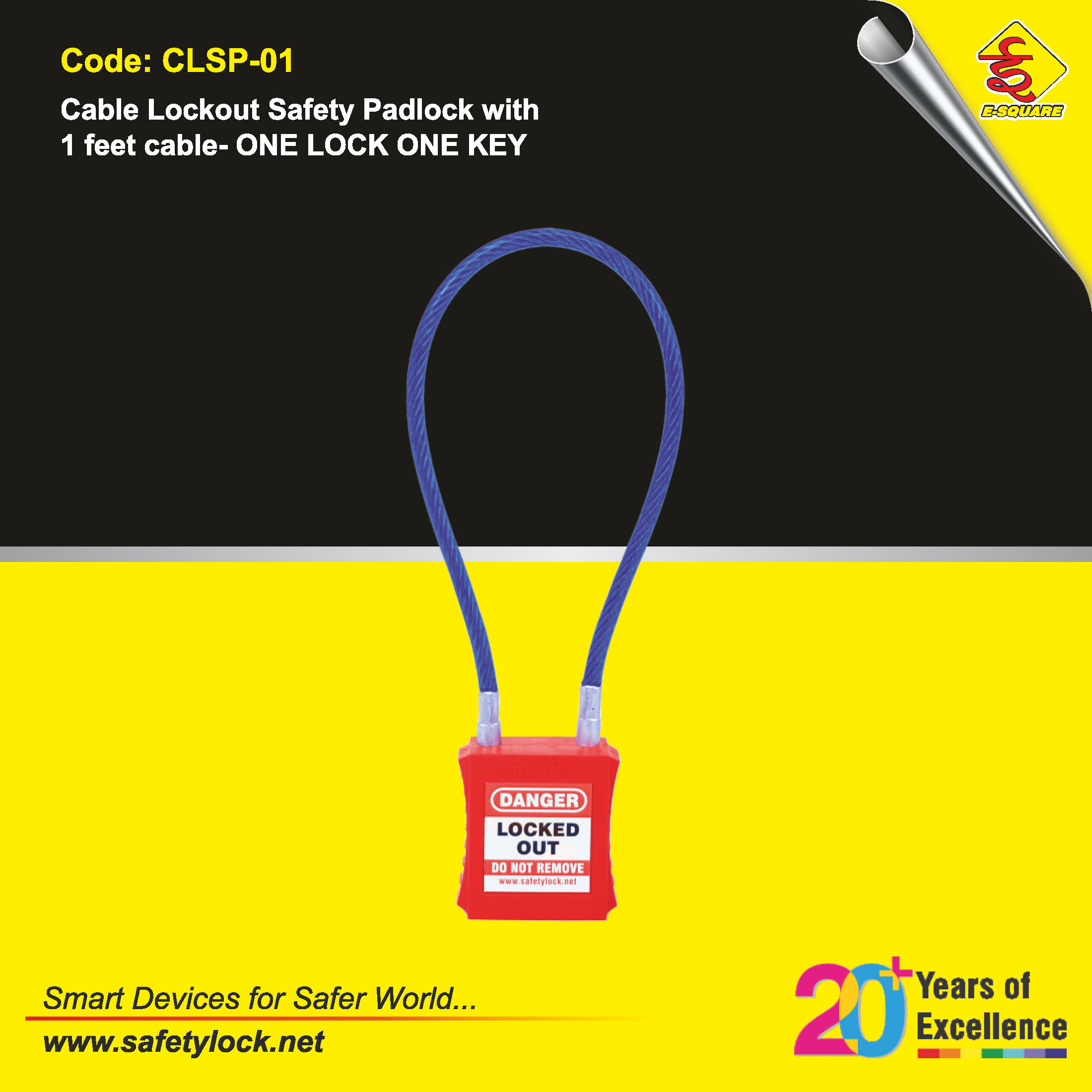 E-Square cable lockout safety padlock