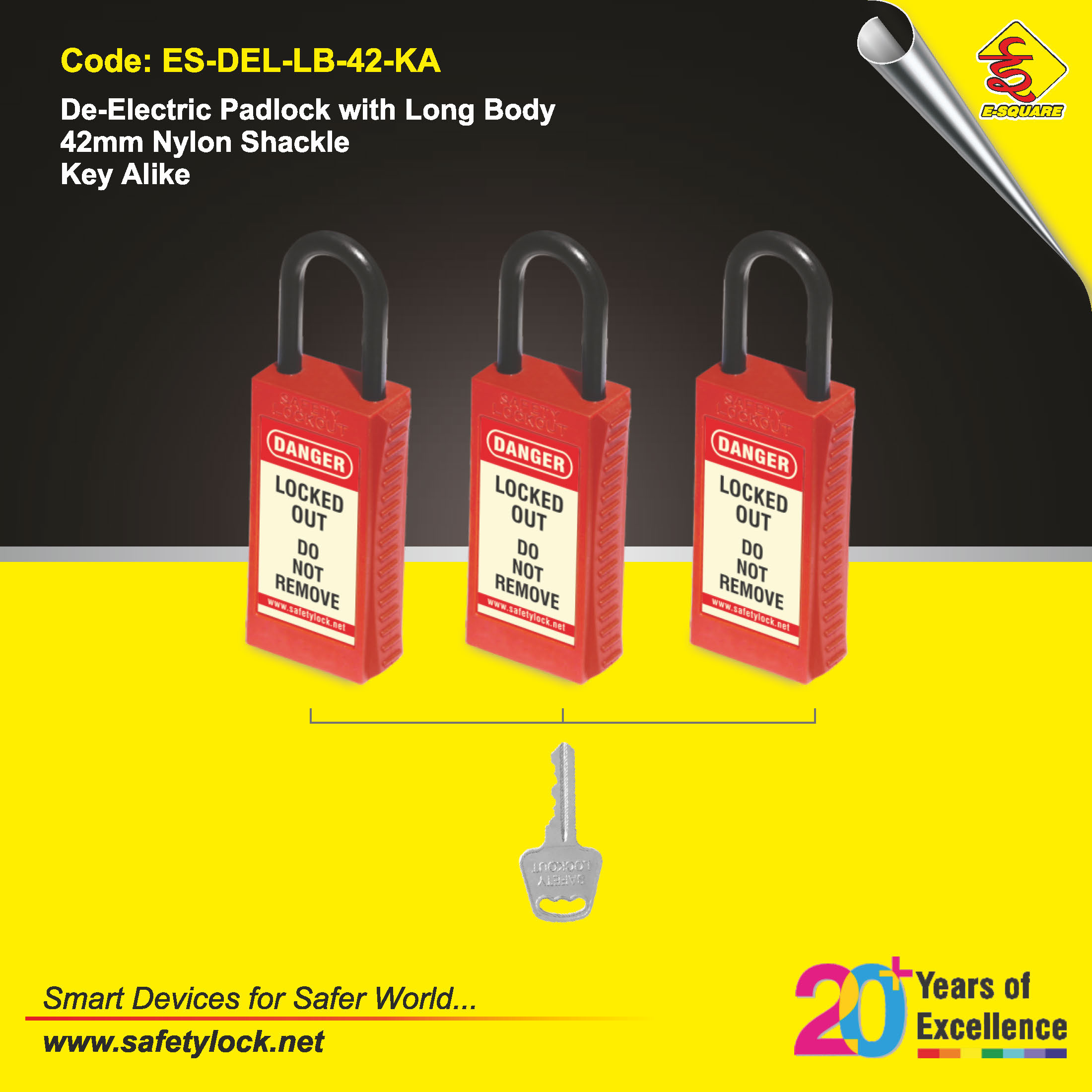 E-Square di-electric lockout padlock